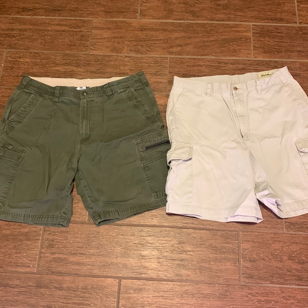 EUC two pairs of cargo shorts size 36. Columbia and Eddie Bauer brands.